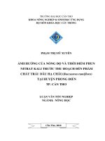 ẢNH HƯỞNG của NỒNG độ và THỜI điểm PHUN NITRAT KALI TRƯỚC THU HOẠCH đến PHẨM CHẤT TRÁI dâu hạ CHÂU tại HUYỆN PHONG điền TP  cần THƠ 