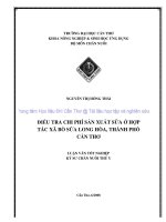 ĐIỀU TRA CHI PHÍ sản XUẤT sữa ở hợp tác xã bò sữa LONG hòa, THÀNH PHỐ cần THƠ 