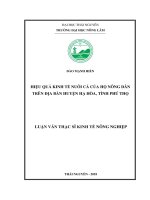 Hiệu quả kinh tế nuôi cá của hộ nông dân trên địa bàn huyện Hạ Hòa, tỉnh Phú Thọ (Luận văn thạc sĩ)