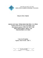 KHẢO sát đặc TÍNH SINH TRƯỞNG và TÍNH NĂNG sản XUẤT của cỏ LÔNG tây (brachiaria mutica) với các mức độ PHÂN bón KHÁC NHAU tại THÀNH PHỐ cần THƠ 