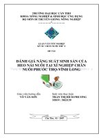 ĐÁNH GIÁ NĂNG SUẤT SINH sản của HEO nái NUÔI tại xí NGHIỆP CHĂN NUÔI PHƯỚC THỌ   VĨNH LONG 