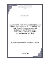 ẢNH HƯỞNG của POTASSIUM CLORATE (KClO3 ) lên sự RỤNG lá ở MAI TA và MAI GIẢO và KHẢO sát sự TƯƠNG QUAN GIỮA KÍCH THƯỚC nụ HOA và THỜI điểm nở HOA 