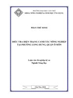 ĐIỀU TRA HIỆN TRẠNG CANH tác NÔNG NGHIỆP tại PHƯỜNG LONG HƯNG,QUẬN ô môn 