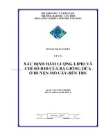 XÁC ĐỊNH hàm LƯỢNG LIPID và CHỈ số IOD của BA GIỐNG dừa ở HUYỆN mỏ cày   bến TRE 