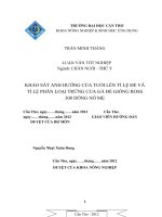 KHẢO sát ẢNH HƯỞNG của TUỔI lên tỉ lệ đẻ và tỉ lệ PHÂN LOẠI TRỨNG của gà đẻ GIỐNG ROSS 308 DÒNG nố mẹ 
