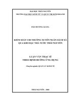 Kiểm soát chi thường xuyên ngân sách xã qua Kho bạc Nhà nước Thái Nguyên (Luận văn thạc sĩ)