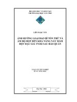ẢNH HƯỞNG LOẠI BAO bì tồn TRỮ và ẩm độ hột đến KHẢ NĂNG nẩy mầm hột đậu GIÁ TN182 SAU bảo QUẢN 