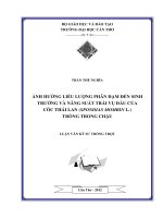 ẢNH HƯỞNG LIỀU LƯỢNG PHÂN đạm đến SINH TRƯỞNG và NĂNG SUẤT TRÁI vụ đầu của cóc THÁI LAN (SPONDIAS MOMBIN l ) TRỒNG TRONG CHẬU 