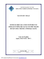 ĐÁNH GIÁ HIỆU QUẢ CHĂN NUÔI HEO nái SINH sản ở NÔNG hộ tại xã tân PHÚ THẠNH HUYỆN CHÂU THÀNH a TỈNH hậu GIANG 