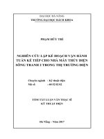 Nghiên cứu lập kế hoạch vận hoành tuần kế tiếp cho nhà máy thủy điện Sông Tranh 2 trong thị trường điện
