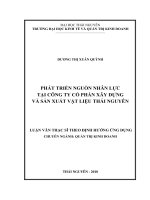 Phát triển nguồn nhân lực tại công ty cổ phần xây dựng và sản xuất vật liệu thái nguyên 