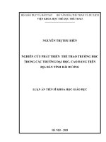 Nghiên cứu phát triển thể thao trường học trong các trường đại học, cao đẳng trên địa bàn tỉnh Hải Dương