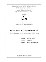 Nghiên Cứu Cố Định LIPASE Và Tính Chất Của ENZYME Cố Định