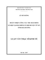 HOÀN THIỆN CÔNG TÁC THU BẢO HIỂM XÃ HỘI TẠI BẢO HIỂM XÃ HỘI HUYỆN TỨ KỲ, TỈNH HẢI DƯƠNG