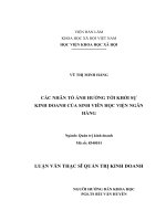 Các nhân tố ảnh hưởng đến khởi sự kinh doanh của sinh viên học viện  ngân hàng