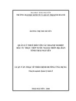 Quản lý thuế đối với các doanh nghiệp đầu tư trực tiếp nước ngoài trên địa bàn tỉnh thái nguyên 