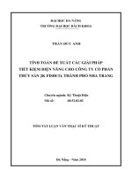 Tính toán đề xuất các giải pháp tiết kiệm điện năng cho công ty cổ phần thủy sản JK FISHCO, thành phố Đà nẵng