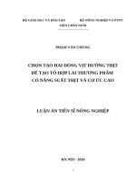 Chọn tạo hai dòng vịt hướng thịt để tạo tổ hợp lai thương phẩm có năng suất thịt và cơ ức cao