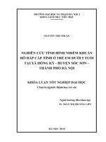 Nghiên cứu tình hình nhiễm khuẩn hô hấp cấp tính ở trẻ em dưới 5 tuổi tại xã hồng kỳ   huyện sóc sơn   thành phố hà nội (2014) 