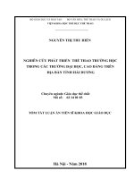 Nghiên cứu phát triển thể thao trường học trong các trường đại học, cao đẳng trên địa bàn tỉnh hải dương (tt) 