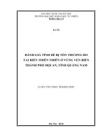 ĐÁNH GIÁ TÍNH dễ bị tổn THƯƠNG DO TAI BIẾN THIÊN NHIÊN ở VÙNG VEN BIỂN THÀNH PHỐ hội AN, TỈNH QUẢNG NAM