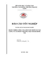 Báo cáo thực tập hoàn chỉnh đề tài hoàn thiện công tác đãi ngộ nhân sự tại doanh nghiệp