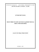 Hoàn thiện tổ chức kế toán tại Bệnh viện đa khoa Tỉnh Nình Bình