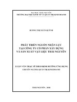 Phát triển nguồn nhân lực tại Công ty Cổ phần Xây dựng và Sản xuất vật liệu Thái Nguyên (Luận văn thạc sĩ)