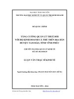 Tăng cường quản lý thuế đối với hộ kinh doanh cá thể trên địa bàn huyện Tam Đảo, tỉnh Vĩnh Phúc (Luận văn thạc sĩ)