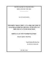 Tìm hiểu nhận thức của phụ huynh về giai đoạn khủng hoảng tuổi lên 3 ở trẻ em lứa tuổi mầm non (2014)