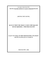 Quản lý thuế thu nhập cá nhân trên địa bàn huyện Định Hóa, tỉnh Thái Nguyên (Luận văn thạc sĩ)