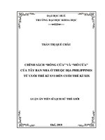 Chính sách “đóng cửa” và “mở cửa” của Tây Ban Nha ở thuộc địa Philippines từ cuối thế kỷ XVI đến cuối thế kỷ XIX (Luận án tiến sĩ)