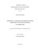 ẢNH HƯỞNG CỦA VIỆC BỔ SUNG METHIONINE, CHOLINE TRONG THỨC ĂN LÊN NĂNG SUẤT TRỨNG CỦA CHIM CÚT ĐẺ
