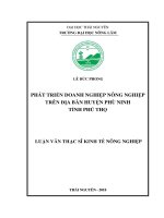 Phát triển doanh nghiệp nông nghiệp trên địa bàn huyện Phù Ninh tỉnh Phú Thọ (Luận văn thạc sĩ)
