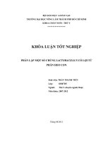 PHÂN LẬP MỘT SỐ CHỦNG LACTOBACILLUS CÓ LỢI TỪ PHÂN HEO CON