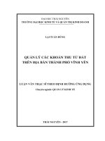 Quản lý các khoản thu từ đất trên địa bàn thành phố Vĩnh Yên (Luận văn thạc sĩ)