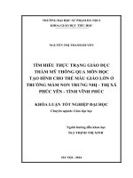 Tìm hiểu thực trạng giáo dục thẩm mỹ thông qua môn học tạo hình cho trẻ mẫu giáo lớn ở trường mầm non trưng nhị   thị xã phúc yên   tỉnh vĩnh phúc (2014) 