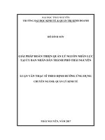 Giải pháp hoàn thiện quản lý nguồn nhân lực tại Ủy ban Nhân dân thành phố Thái Nguyên (Luận văn thạc sĩ)