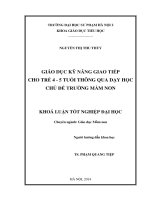 Giáo dục kỹ năng giao tiếp cho trẻ 4  5 tuổi thông qua dạy học chủ đề trường mầm non (2014) 