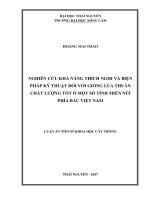 Nghiên cứu khả năng thích nghi và biện pháp kỹ thuật đối với giống lúa thuần chuất lượng tốt ở một số tỉnh miền núi phía bắc việt nam