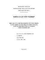 HIỆU QUẢ CỦA CHẾ PHẨM BIOTIC LÊN TĂNG TRỌNG VÀ SỨC KHỎE CỦA ĐÀN HEO TỪ 70 ĐẾN 130 NGÀY TUỔI TẠI TRẠI HEO CÔNG TY CỔ PHẦN CHĂN NUÔI PHÚ SƠN