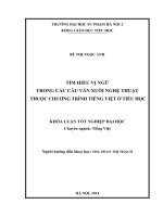 Tìm hiểu vị ngữ trong các câu văn xuôi nghệ thuật thuộc chương trình tiếng Việt ở tiểu học