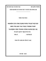 Nghiên cứu ứng dụng phẫu thuật nội soi điều trị ung thư trực tràng thấp tại bệnh viện trung ương quân đội 108 tt 