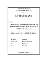 Nghiên cứu tính kinh tế của một số biện pháp giảm thiểu biến đổi khí hậu trong sản xuất lúa (Khóa luận tốt nghiệp)