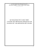 Quy Hoạch Bảo Tồn Và Phát Triển  Cây Dược Liệu Trên Địa Bàn Tỉnh Quảng Nam Giai Đoạn 2017 - 2025, Định Hướng Đến Năm 2030