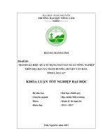 Đánh giá hiệu quả sử dụng đất sản xuất nông nghiệp trên địa bàn xã Thẩm Dương – huyện Văn Bàn – tỉnh Lào Cai (Khóa luận tốt nghiệp)