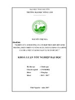 Nghiên cứu ảnh hưởng của tổ hợp phân bón đến sinh trưởng, phát triển và năng suất chất lượng của cà chua Việt Á tại Bắc Kạn vụ xuân hè 2017 (Khóa luận tốt nghiệp)