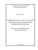 Tìm hiểu chủ ngữ của các câu văn xuôi nghệ thuật trong chương trình SGK Tiếng việt ở Tiểu học