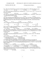 ĐỀ THI HỌC KỲ 1 MÔN VẬT LÝ KHỐI 12 NĂM HỌC 20162017