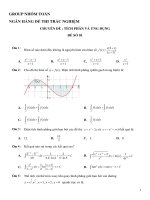 600 CAU TRAC NGHIEM TICH PHAN VA UNG DUNG 2017 